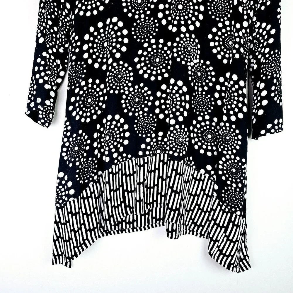 Soft Surroundings Batik Polka Dot Asymmetrical Pockets Tunic Top, Sz L - Picture 5 of 8